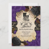 Gothic Victoriaans Paars Baby shower Uitnodiging (Voorkant)