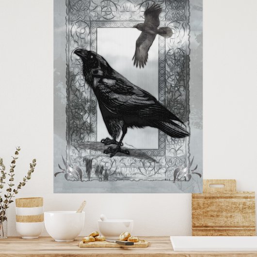 Gothic Victoriaans Raven Fantasy Art Poster (Keuken)