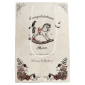 Gothic Victoriaans Rocking Horse Girl Baby shower Medium Cadeauzakje (Achterkant)