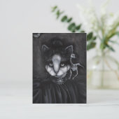 Gothic Victoriaans Skeleton Bird Creepy Cat Art-ka Briefkaart (Staand voorkant)