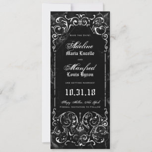 Gothic Victoriaans Spooky Black Save the Date