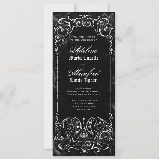 Gothic Victoriaans Spooky Black & White Wedding Kaart (Voorkant)