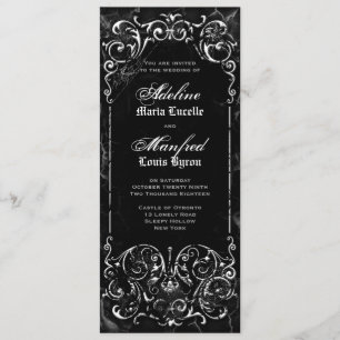 Gothic Victoriaans Spooky Black & White Wedding Kaart