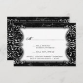 Gothic Victoriaans Spooky Black & White Wedding RS RSVP Kaartje (Voorkant / Achterkant)
