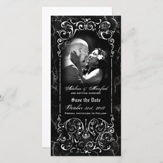 Gothic Victoriaans Spooky Custom Save the Date (Voorkant / Achterkant)