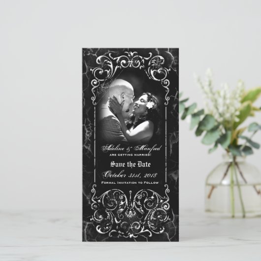 Gothic Victoriaans Spooky Custom Save the Date (Staand voorkant)