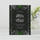 Gothic Victoriaans Spooky Green Wedding Invite Kaart (Staand voorkant)