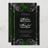 Gothic Victoriaans Spooky Green Wedding Invite Kaart (Voorkant / Achterkant)