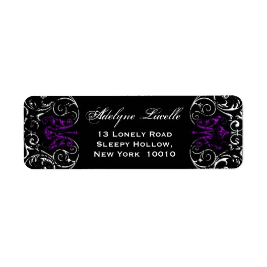 Gothic Victoriaans Spooky Paars & Black Etiket (Voorkant)