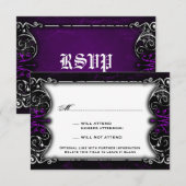 Gothic Victoriaans Spooky Paars RSVP-kaart RSVP Kaartje (Voorkant / Achterkant)