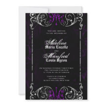 Gothic Victoriaans Spooky Paars Wedding Invite