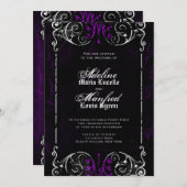 Gothic Victoriaans Spooky Paars Wedding Invite Kaart (Voorkant / Achterkant)
