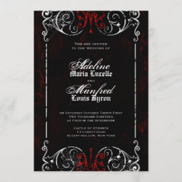 Gothic Victoriaans Spooky Red, Black & White Weddi Kaart