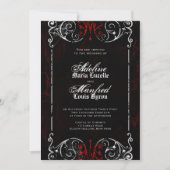 Gothic Victoriaans Spooky Red, Black & White Weddi Kaart (Voorkant)
