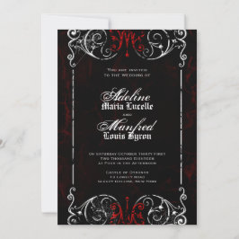 Gothic Victoriaans Spooky Red, Black & White Weddi Kaart