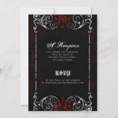 Gothic Victoriaans Spooky Red, Black & White Weddi Kaart (Achterkant)