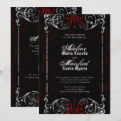 Gothic Victoriaans Spooky Red, Black & White Weddi Kaart (Voorkant / Achterkant)