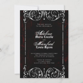 Gothic Victoriaans Spooky Red, Black & White Weddi Kaart