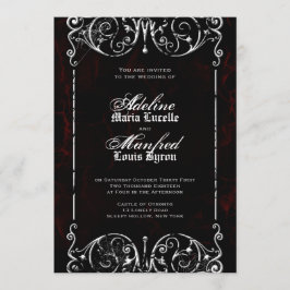 Gothic Victoriaans Spooky Red, Black & White Weddi Kaart