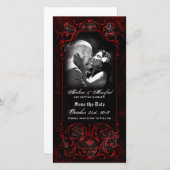 Gothic Victoriaans Spooky Red Custom Save the Date (Voorkant / Achterkant)