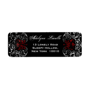 Gothic Victoriaans Spooky Red en Black return Labe Etiket