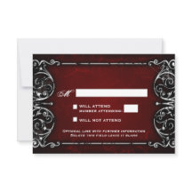 Gothic Victoriaans Spooky Red & White Wedding RSVP