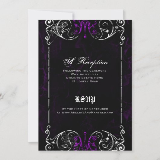 Gothic Victoriaans Spooky Wedding Invite Kaart (Achterkant)