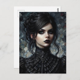 Gothic Victoriaans vrouw in het zwart Briefkaart