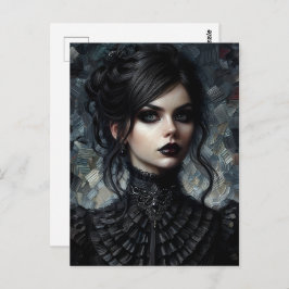 Gothic Victoriaans vrouw in het zwart Briefkaart
