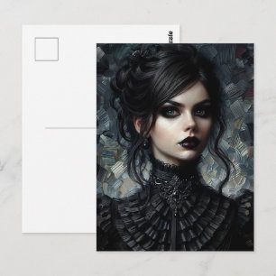 Gothic Victoriaans vrouw in het zwart Briefkaart