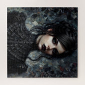 Gothic Victoriaans vrouw in het zwart Legpuzzel (Horizontaal)