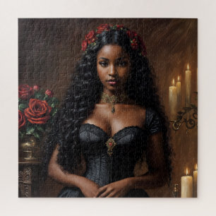 Gothic Victoriaans Zwart Vrouw Legpuzzel