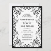 Gothic Victoriaans Zwart Wit Huwelijksuitnodiging Kaart (Voorkant)