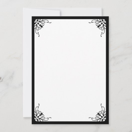 Gothic Victoriaans Zwart Wit Huwelijksuitnodiging Kaart (Achterkant)