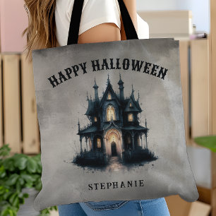 Gothic Victoriaanse Geheime Huis Gelukkig Hallowee Tote Bag