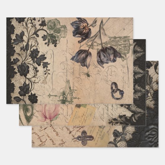 Gothic Victoriaanse Shabby Chic Mix Inpakpapier Vel (Set)
