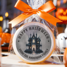 Gothic Victorian Haunted House Happy Halloween Ronde Sticker