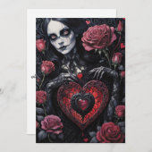 Gothic Victorian Valentine's Day Hearts Roses Feestdagenkaart (Voorkant / Achterkant)