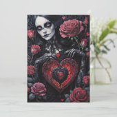 Gothic Victorian Valentine's Day Hearts Roses Feestdagenkaart (Staand voorkant)