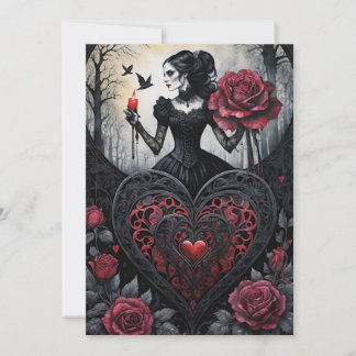Gothic Victorian Valentine's Day Hearts Roses Feestdagenkaart