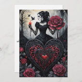 Gothic Victorian Valentine's Day Hearts Roses Feestdagenkaart (Voorkant / Achterkant)