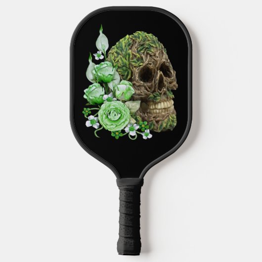 Gothic Vine bedekt met boomschedel met groene bloe Pickleball Paddle (Achterkant)