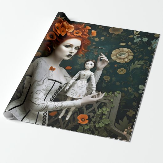 Gothic Vintage Art Design Cadeaupapier (Uitgerold)
