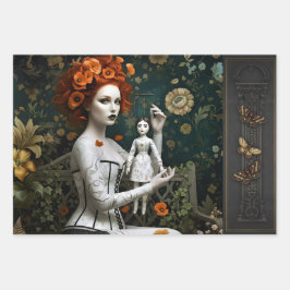Gothic Vintage Art Design Inpakpapier Vel