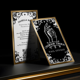 Gothic Vintage Beauty Nail Salon Black Luxury Visitekaartje