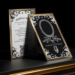 Gothic Vintage Hair Stylist Beauty Salon Black Bus Visitekaartje