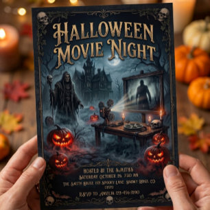 Gothic Vintage Halloween Filmavond Feest Kaart