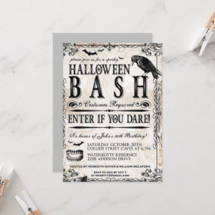 Gothic Vintage Halloween Verjaardagsfeestje  Kaart