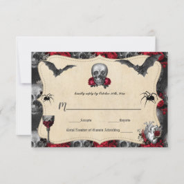Gothic Vintage Halloween Wedding RSVP-kaart RSVP Kaartje