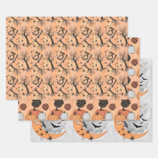 Gothic Vintage Pompoen 31 Oktober Halloween  Inpakpapier Vel (Set)